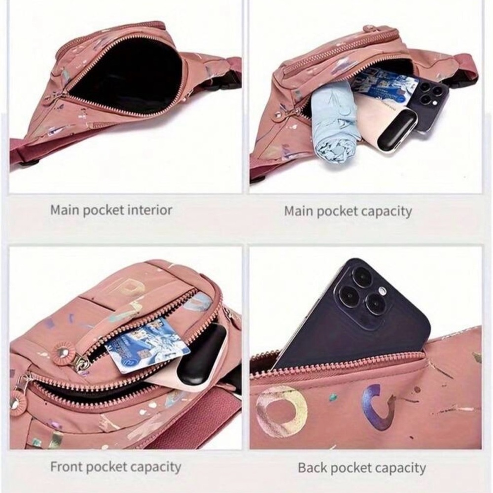 Pink Crossbody‎ Bag with Multicolor Accents - Picture 3 of 5
